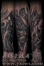 欧美黑白3D包臂纹身