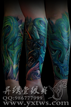 欧美彩色3D包臂纹身