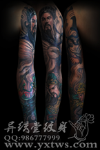 诸葛亮关公赵云花臂纹身