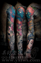 彩色花臂纹身