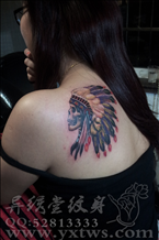 美女骷髅印第安人纹身