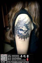 黑白骷髅纹身