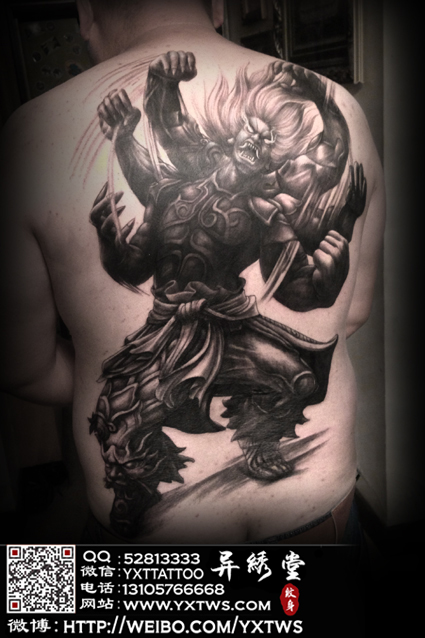 满背阿修罗纹身
