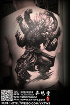 满背阿修罗纹身