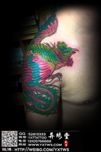 彩色凤凰纹身