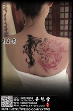 美女鲤鱼遮盖纹身