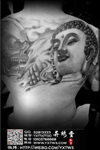 背部佛头纹身