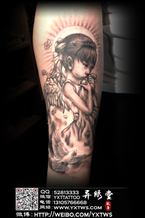 素描黑白肖像纹身