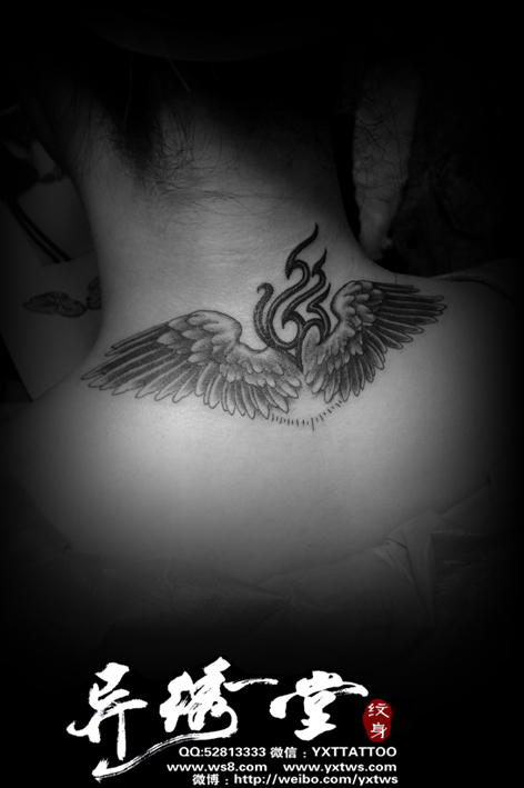 翅膀脖子纹身内容图片分享