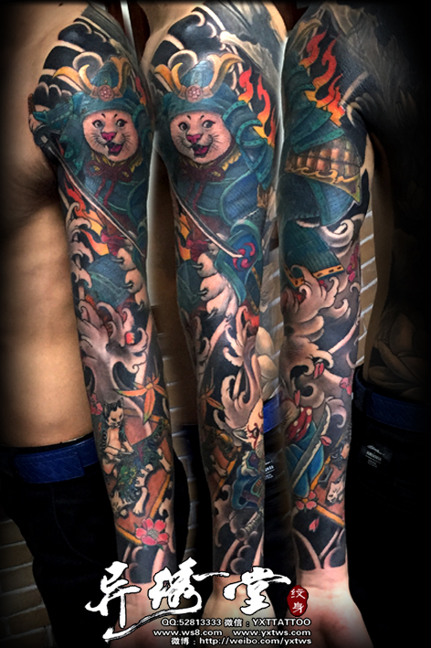 刺客猫纹身猫花臂纹身