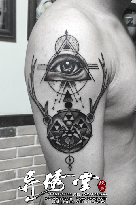 达芬奇密码几何体抽象纹身