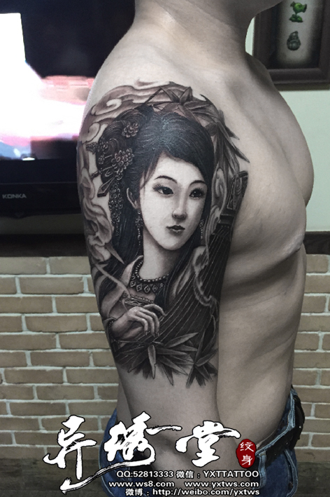 老婆肖像古装纹身