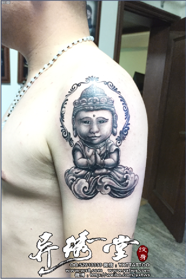 儿子肖像小佛祖纹身