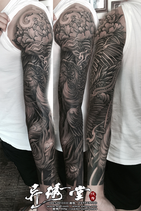 花臂凤凰传统纹身