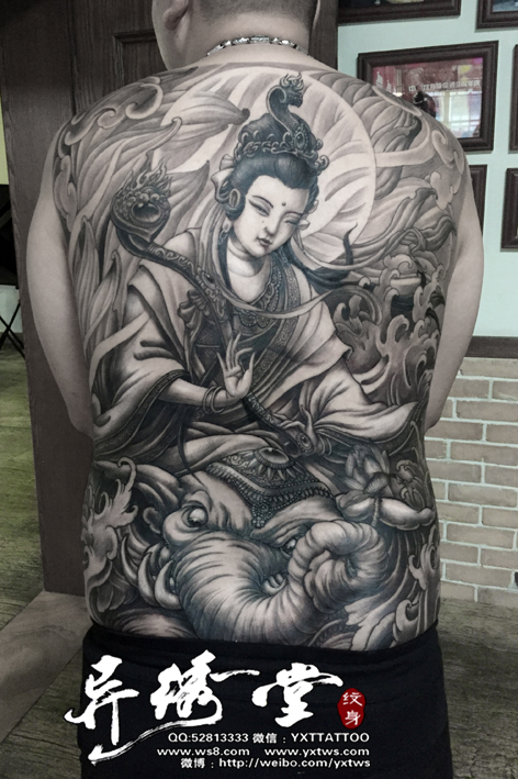 满背普贤菩萨纹身