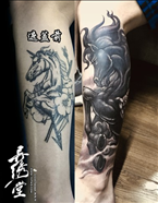 遮盖小腿马纹身