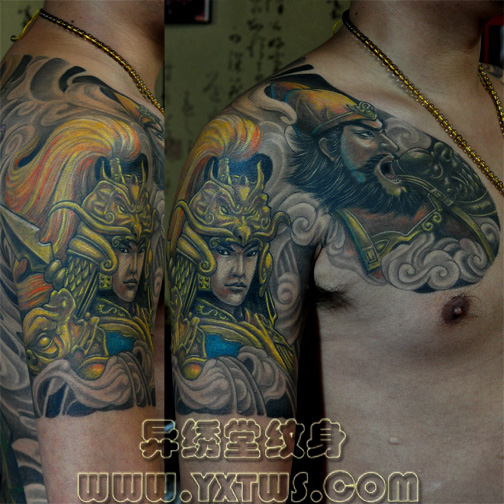 赵子龙半甲纹身图片 赵子龙半甲纹身,男性花臂半甲纹身图高清图片