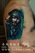加勒比海盗肖像纹身