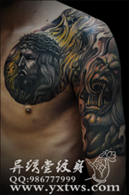 耶稣魔鬼半甲纹身