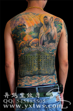 彩色耶稣满背纹身