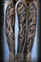 黑白3D花臂纹身