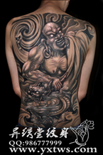 降龙罗汉满背纹身