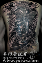 黑白貔貅纹身