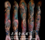 彩色花臂纹身